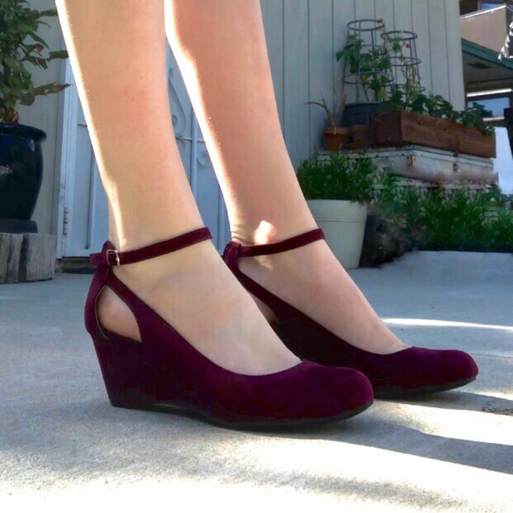 Red Suede Wedges